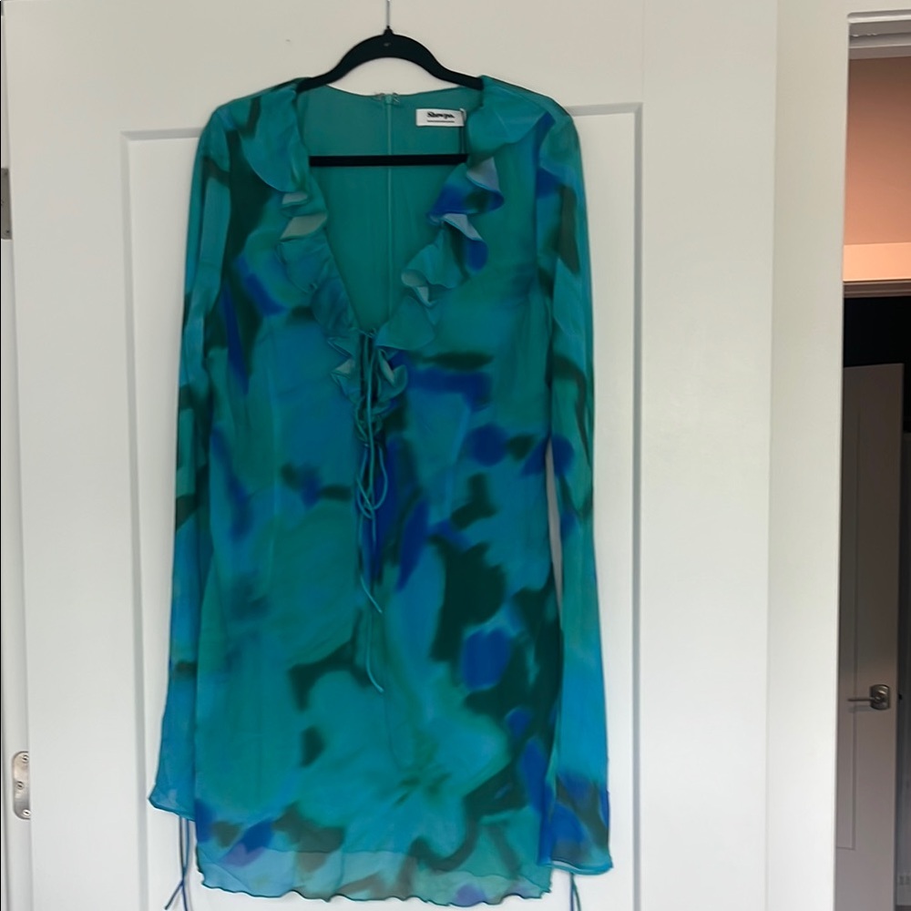 Blue and Green Ruffled dress